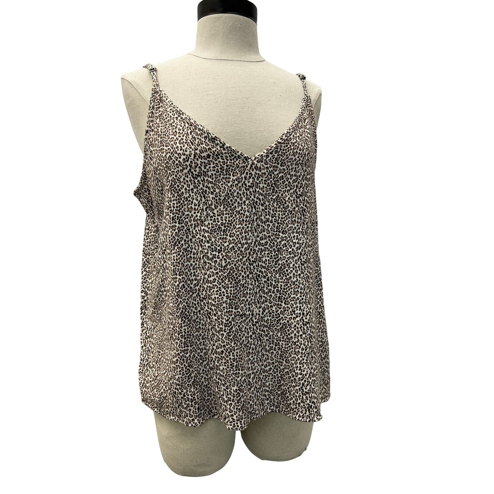 Jenni‎ Kayne Camisole Womens XL Brown Excellent Leopard Print V-Neck Viscose
